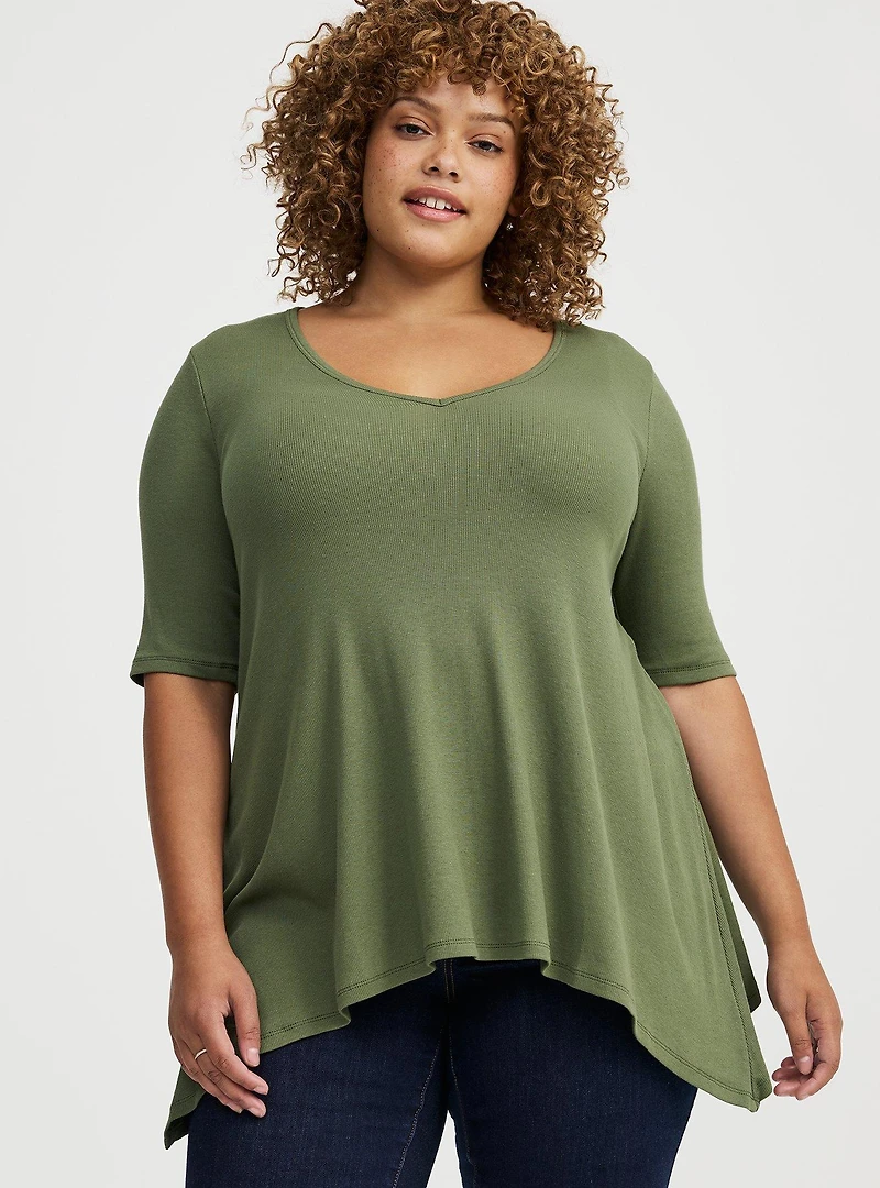 Cotton Modal Rib Fit & Flare Tunic