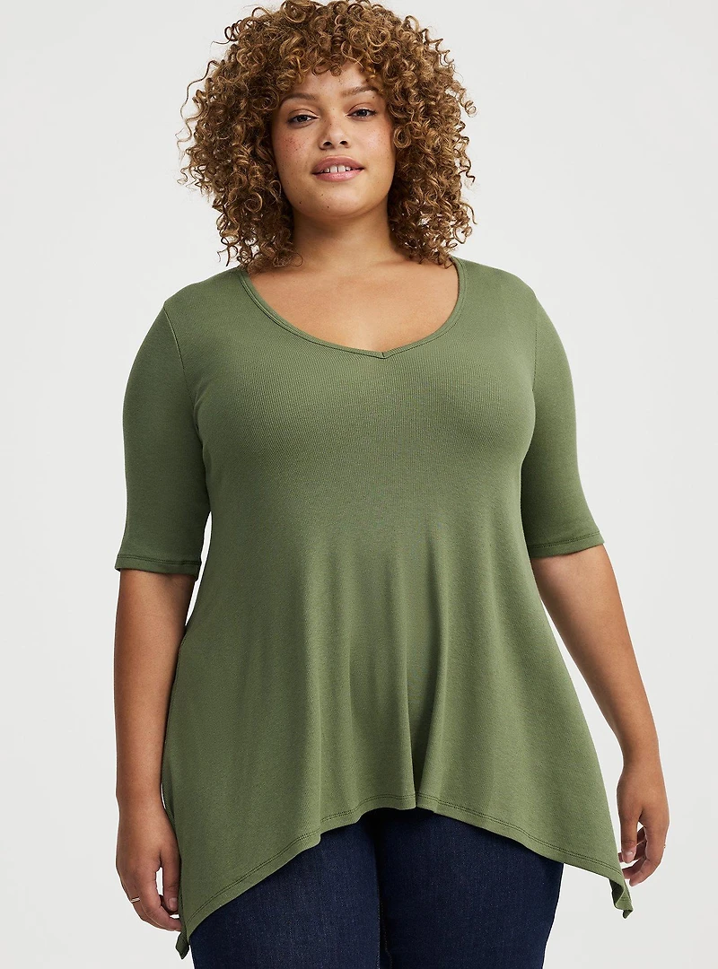 Cotton Modal Rib Fit & Flare Tunic
