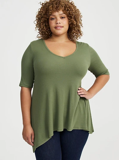 Cotton Modal Rib Fit & Flare Tunic