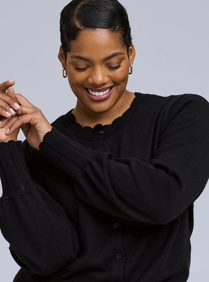 Belle Isle Scalloped Detail Pointelle Cardigan