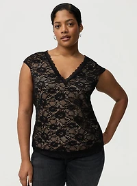 Stretch Lace V-Neck Top