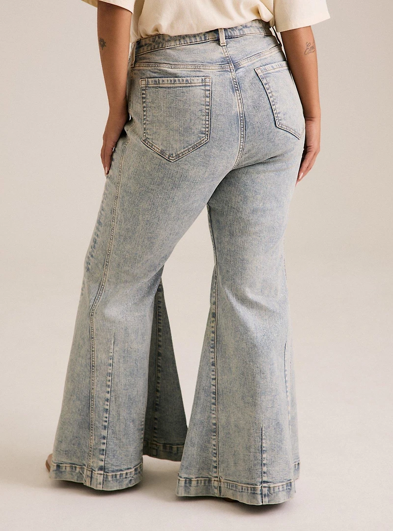 Festi Sky High Super Flare Jeans with Glitter