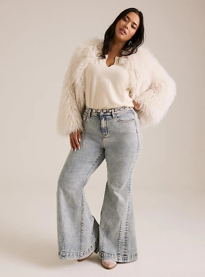 Festi Sky High Super Flare Jeans with Glitter
