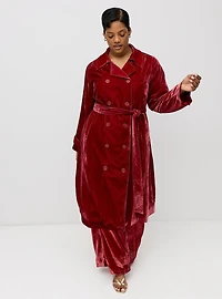 Studio Double-Breasted Velvet Trench Coat