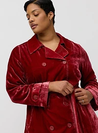 Studio Double-Breasted Velvet Trench Coat