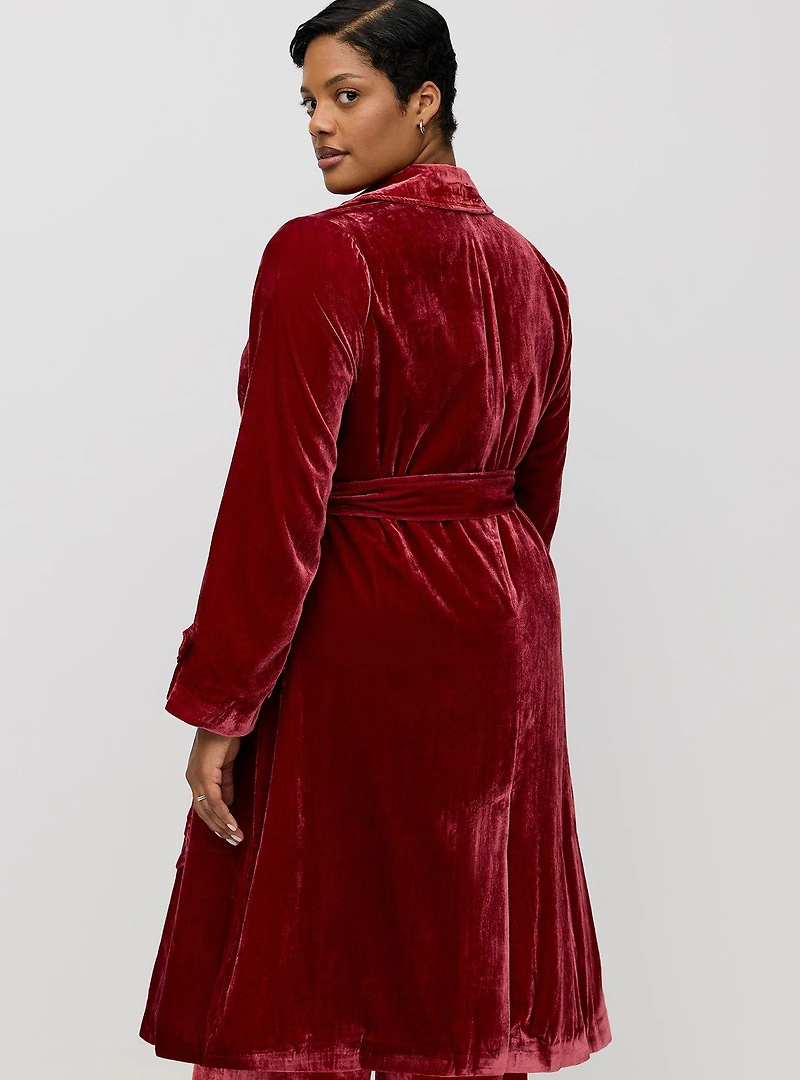 Studio Double-Breasted Velvet Trench Coat