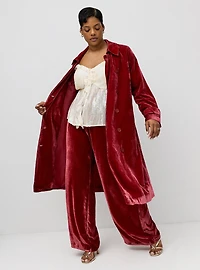 Studio Double-Breasted Velvet Trench Coat