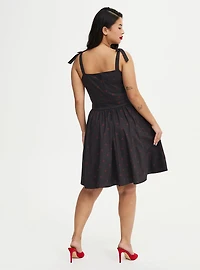 Retro Square Neck Bow Strap Swing Dress