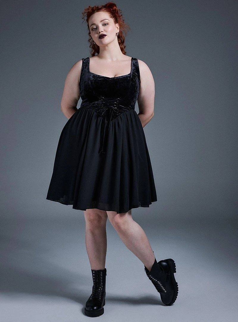 Nightfall Corset Velour & Chiffon Dress
