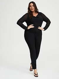 Sparkle Mesh Cowl Neck Top