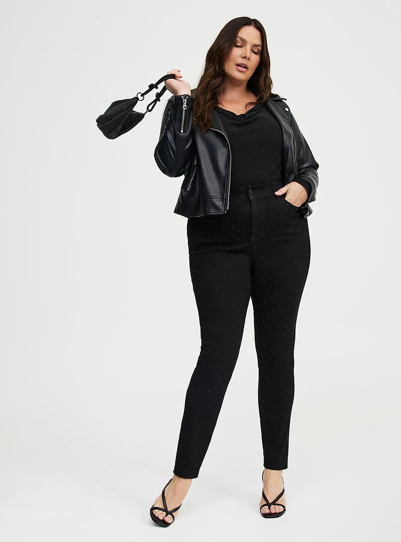 Sparkle Mesh Cowl Neck Top