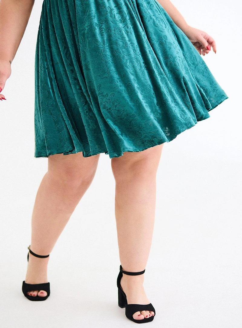 Retro Chic Twist Front Velour Swing Dress