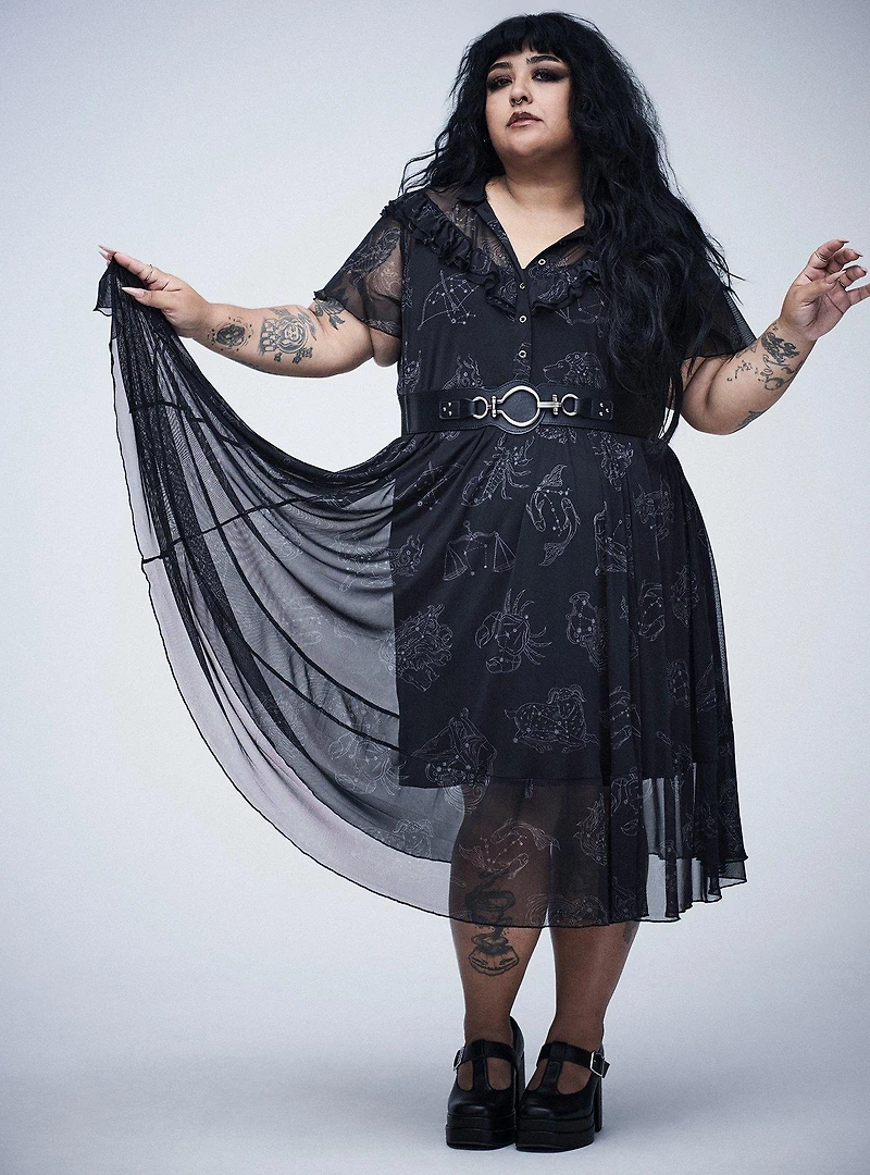 Nightfall Tiered Mesh Midi Dress