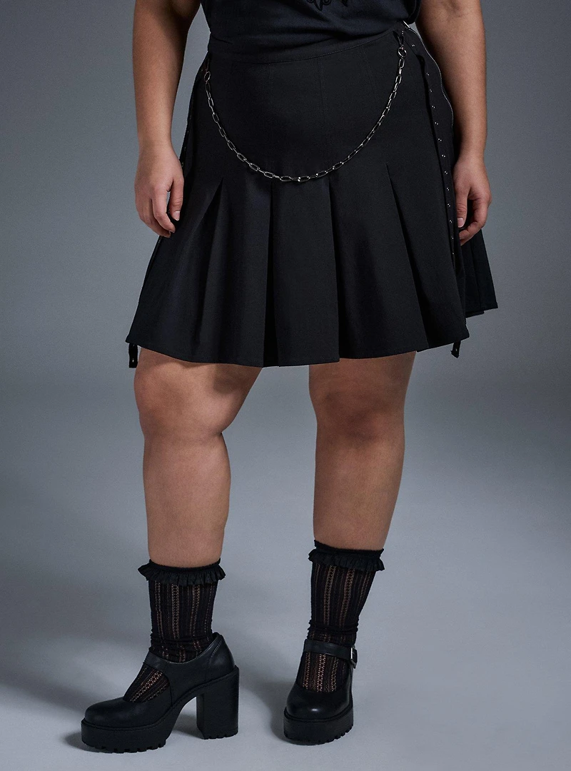 Nightfall Pleated Metal Detail Mini Skirt