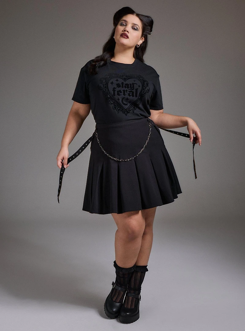Nightfall Pleated Metal Detail Mini Skirt