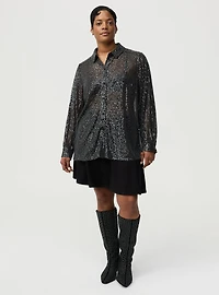 Sequin Button-Up Tunic