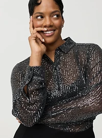 Sequin Button-Up Tunic