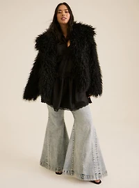 Festi Wide Collar Faux Fur Jacket
