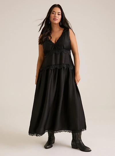 Festi Lace Trim Maxi Dress