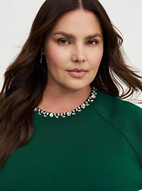 Cozy Fleece Rhinestone Crew Sweatshirt