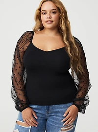 Foxy Sweetheart Organza Blouson Sleeve Top