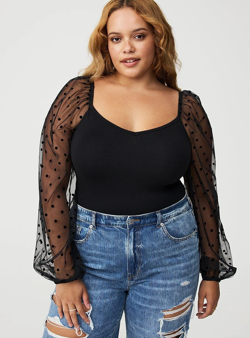 Foxy Sweetheart Organza Blouson Sleeve Top