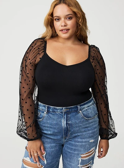 Foxy Sweetheart Organza Blouson Sleeve Top