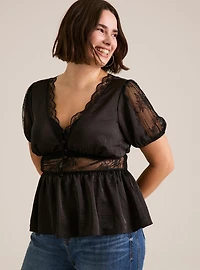 Festi Lace Inset Peplum Top