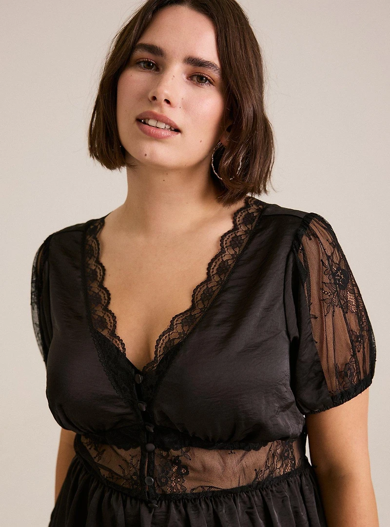 Festi Lace Inset Peplum Top