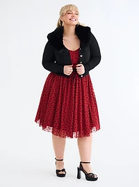 Retro Chic Faux Fur Trim Cardigan