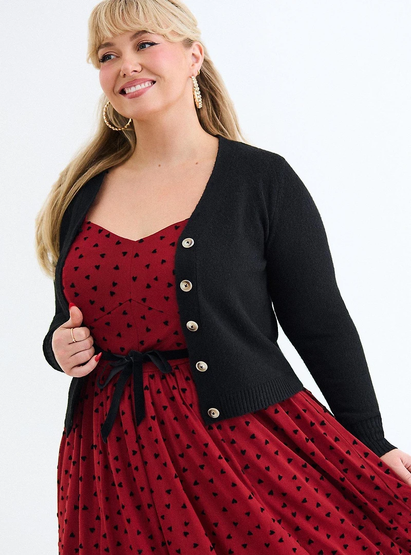 Retro Chic Faux Fur Trim Cardigan