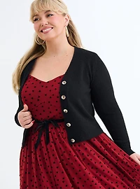 Retro Chic Faux Fur Trim Cardigan