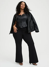 Faux Leather Notch Neck Top