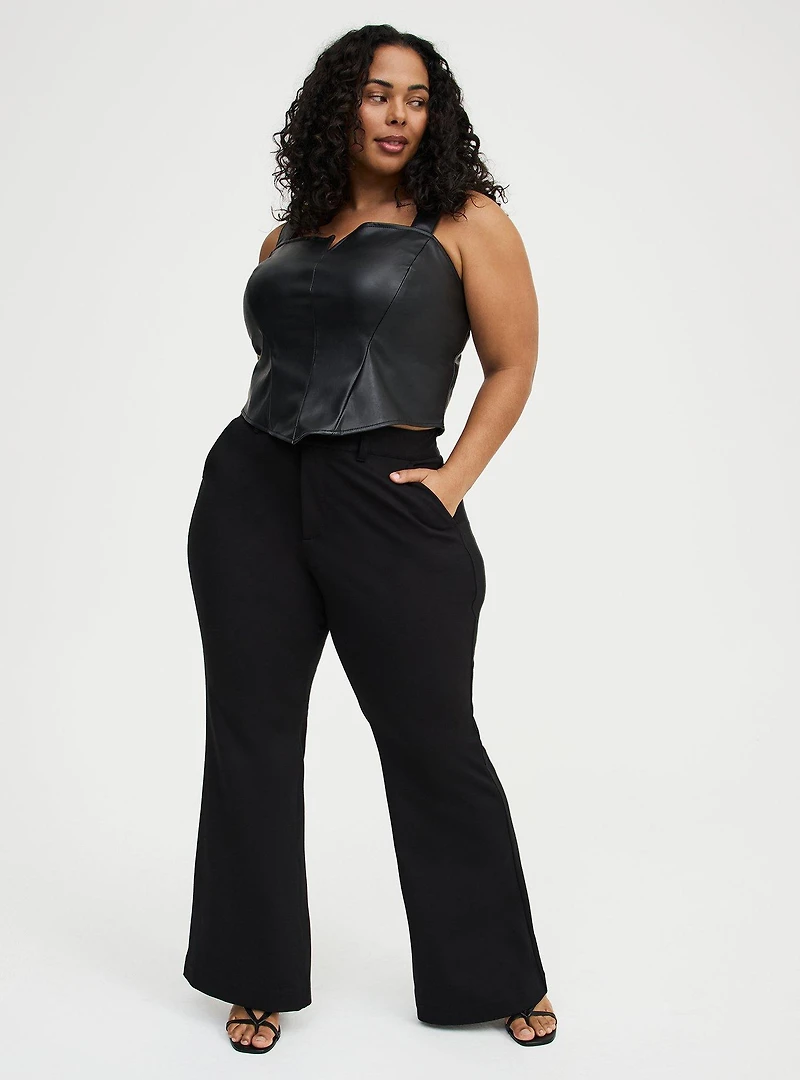 Faux Leather Notch Neck Top