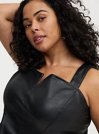 Faux Leather Notch Neck Top