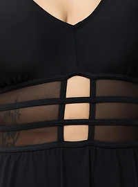 Wire-Free Mesh Panel Swim Dress