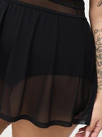 Wire-Free Mesh Panel Swim Dress