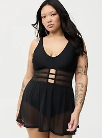 Wire-Free Mesh Panel Swim Dress