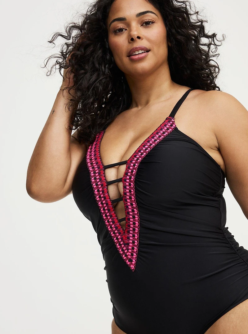 Strappy Plunge One-Piece Swimsuit