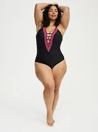 Strappy Plunge One-Piece Swimsuit