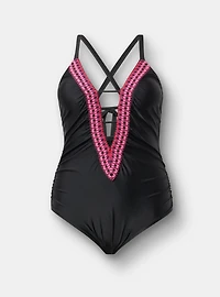 Strappy Plunge One-Piece Swimsuit