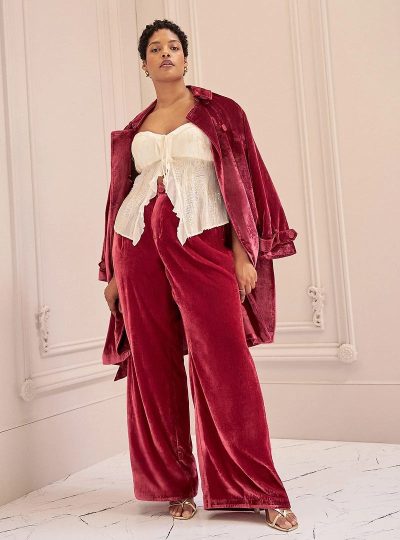 Studio Velvet Relaxed Wide Leg Trouser
