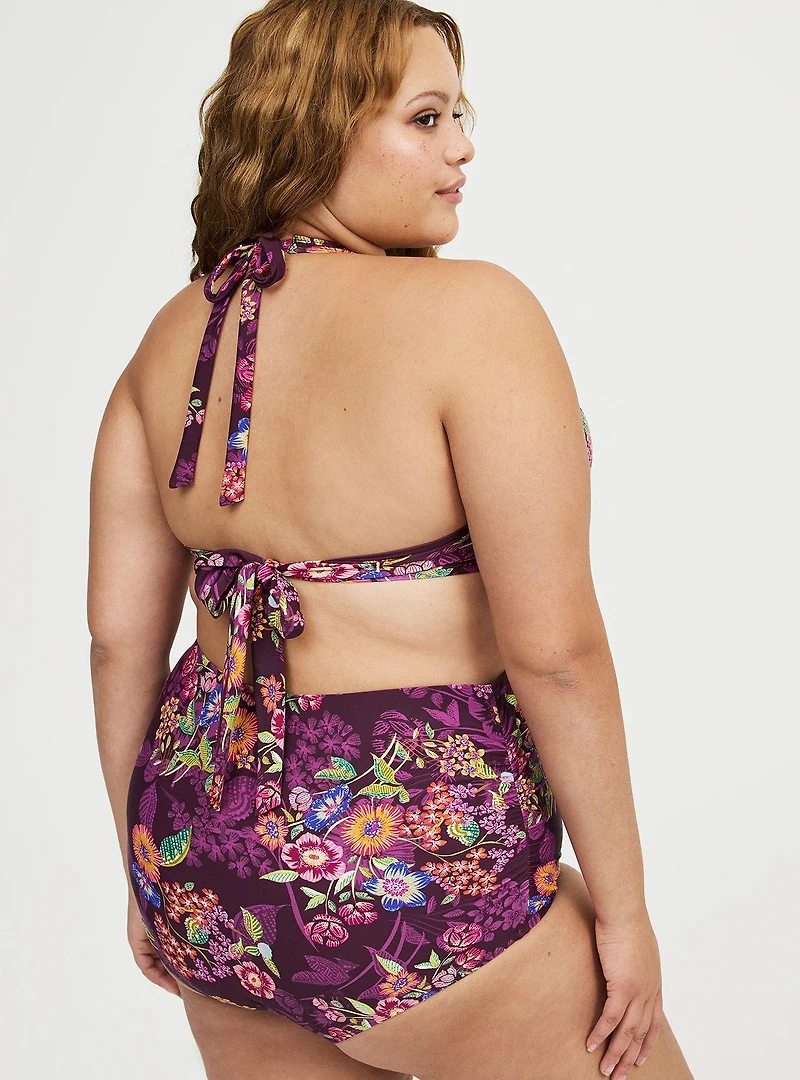 High-Waist Ruched Swim Bottom