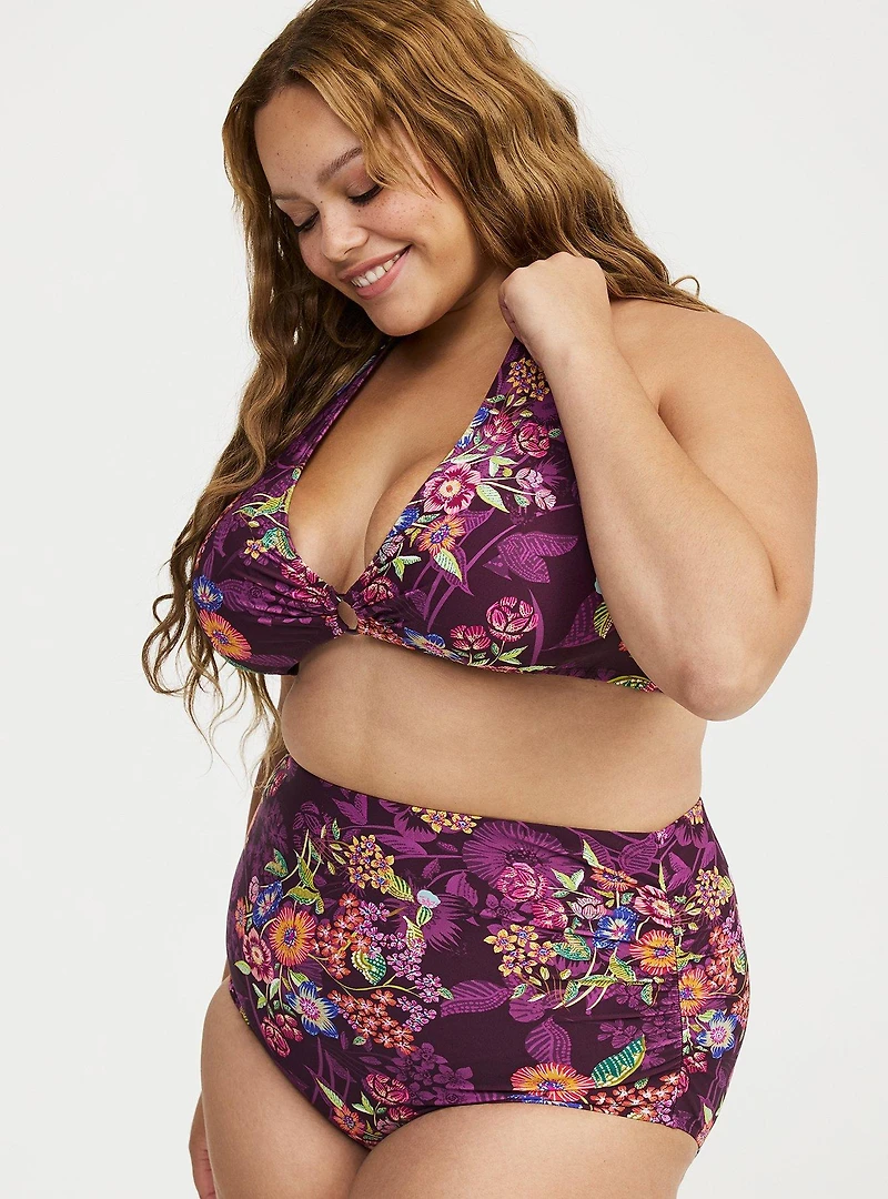 High-Waist Ruched Swim Bottom