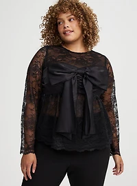 Studio Satin Bow Lace Top