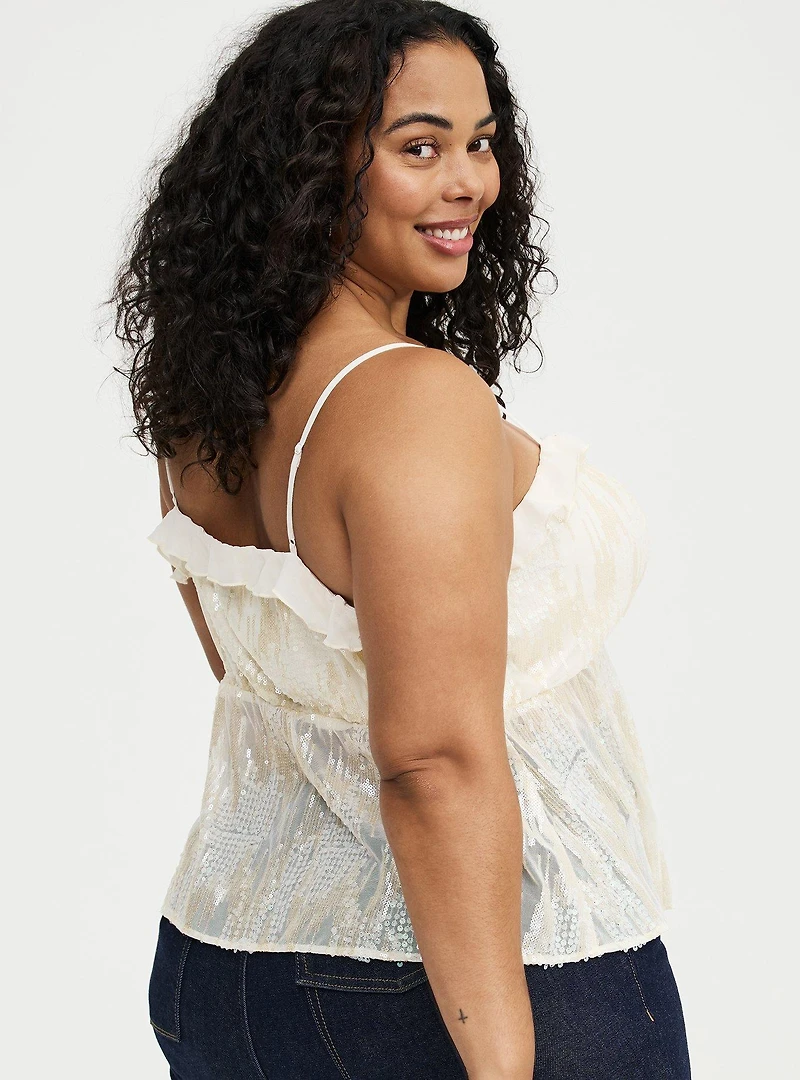 Studio Sequin Ruffle Cami