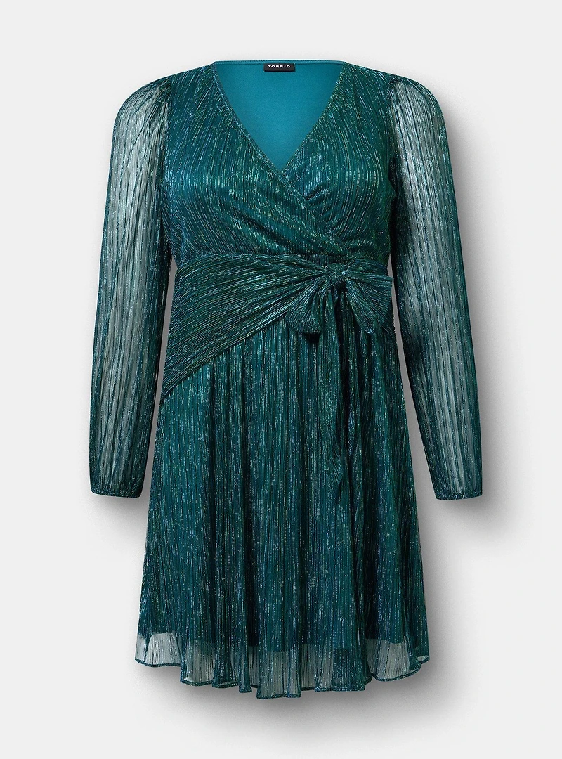 Surplice Tie Waist Mini Dress