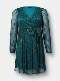 Surplice Tie Waist Mini Dress