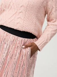 Pleated Sequin Tea Length Skirt
