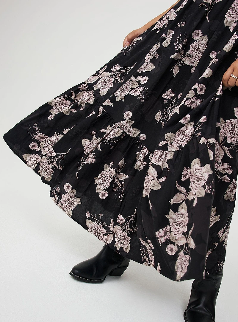 Puff Sleeve Surplice Maxi Dress